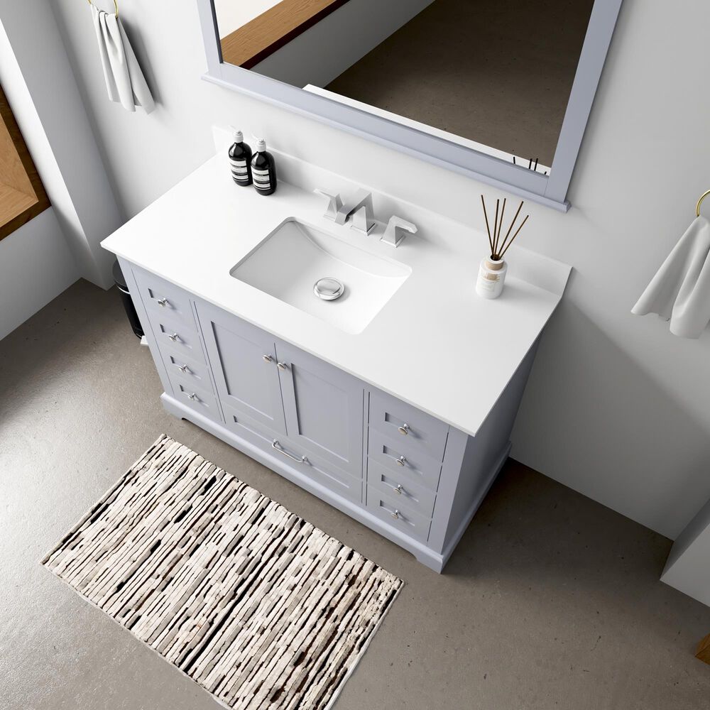 Lexora Home Dukes 48" Single Bathroom Vanity in Dark Grey with 2 cm White Quartz Top and Rectangular Sink, , large