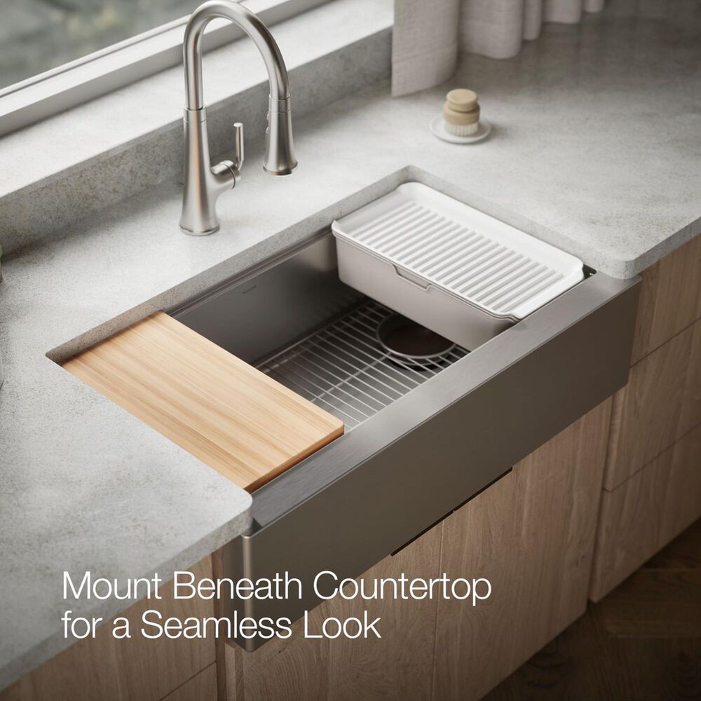 Kohler Strive 35.5" Undermount Single-Bowl Workstation Kitchen Sink in Stainless Steel, , large