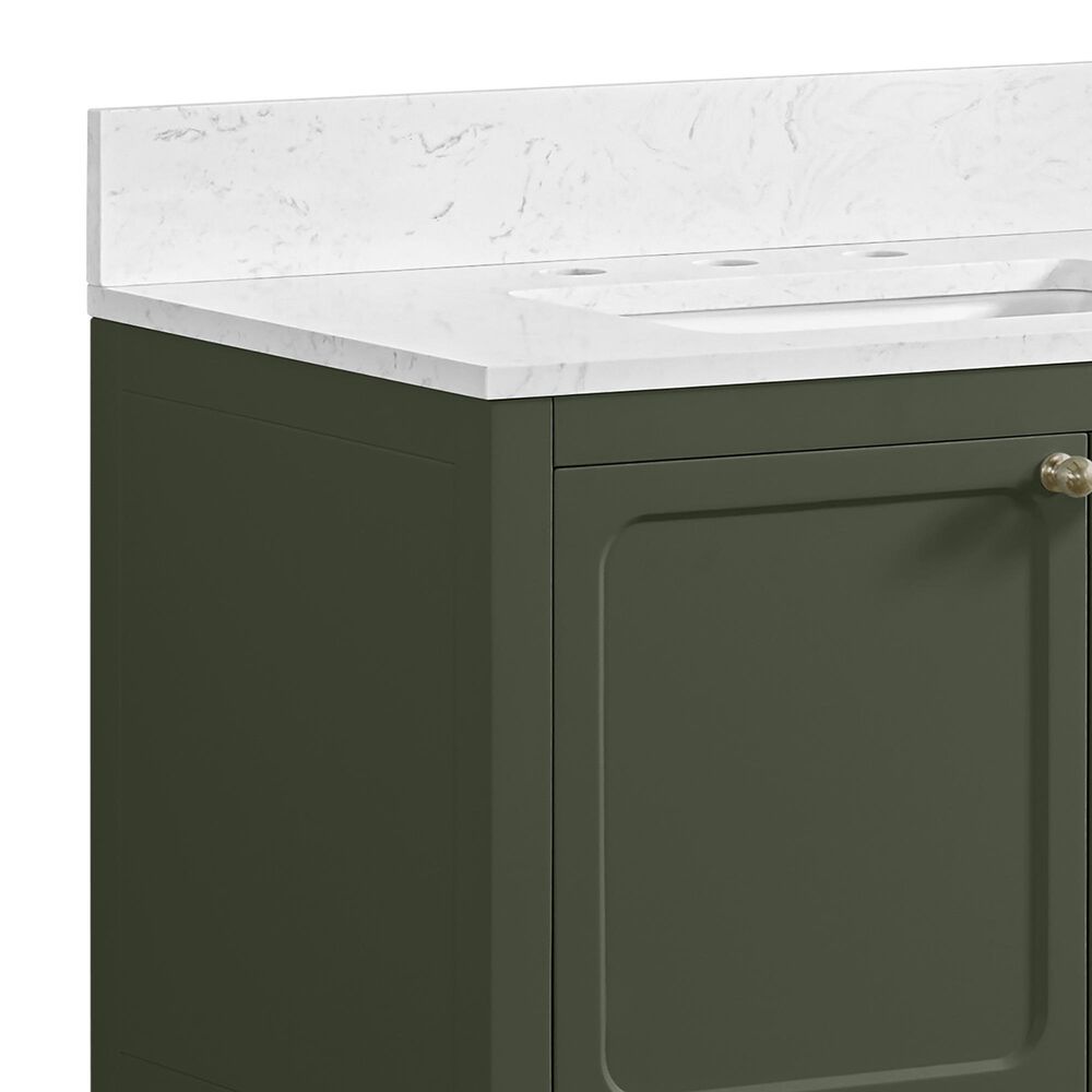 37B Ravello 30" Single Bathroom Vanity Cabinet in Deep Olive Green with Marble Top and Backsplash, , large