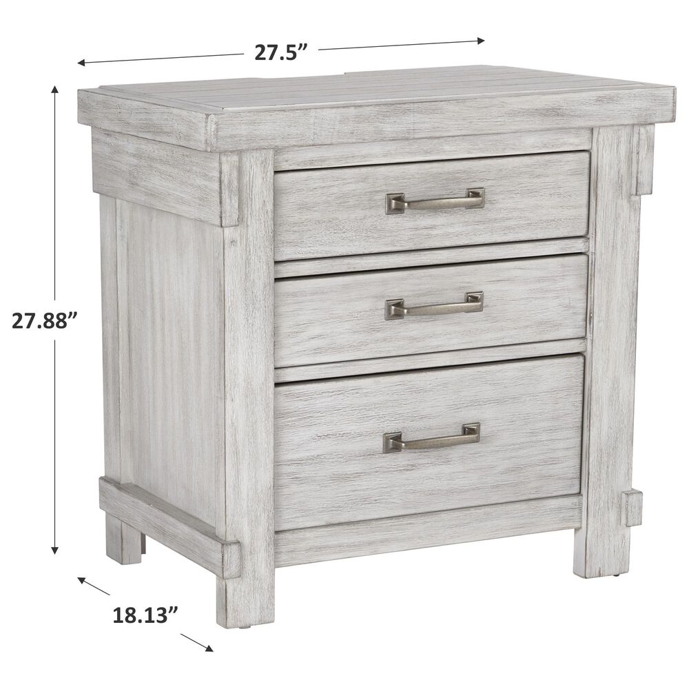 Signature Design by Ashley Brashland 3 Drawer Nightstand in White with USB Ports, , large