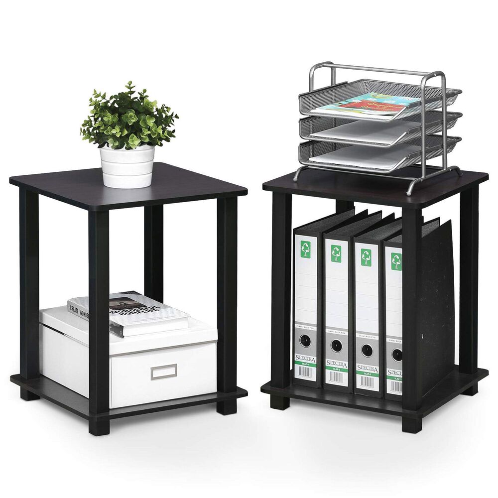 HOMLUX 2-Tier End Table in Dark Walnut (Set of 2), , large