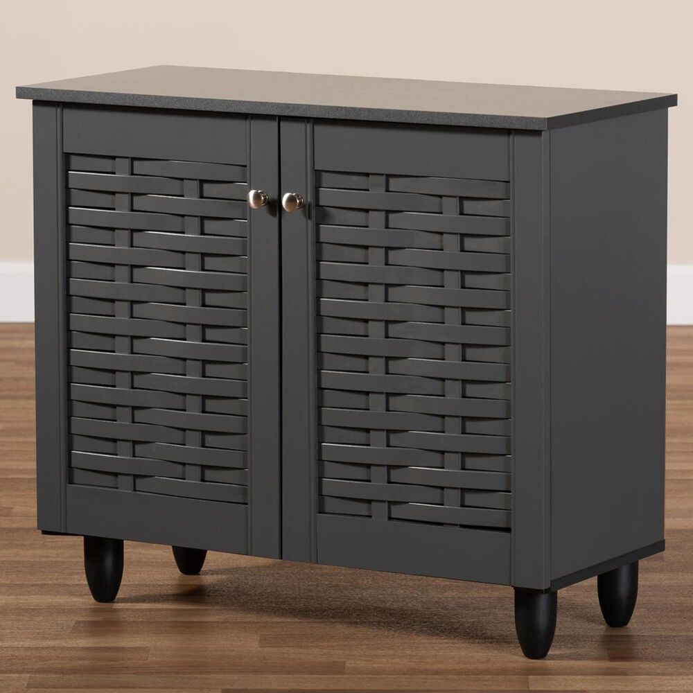 Baxton Studio Womda 2-Door Entryway Shoe Storage Cabinet in Dark Gray, , large