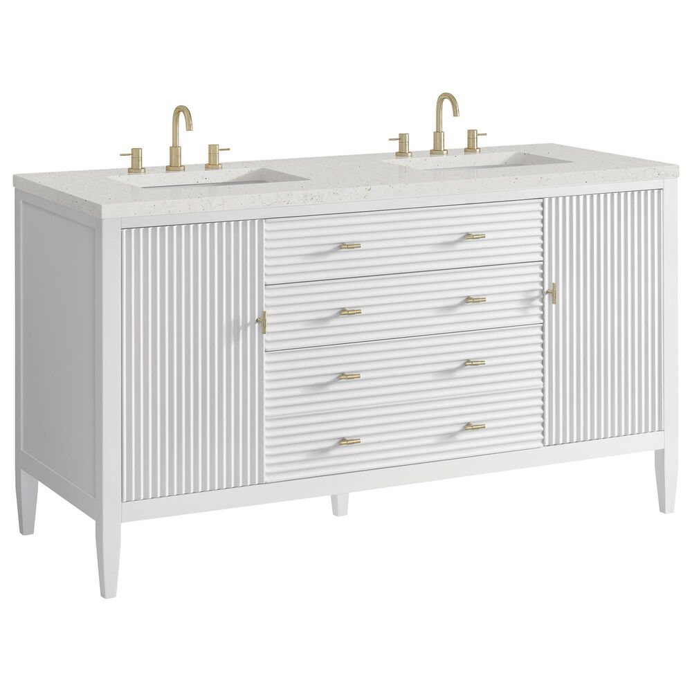 James Martin Vanities Myrrin 60" Double Vanity in Bright White with 3 cm Lime Delight Quartz Top, , large