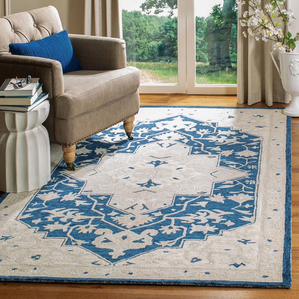 Safavieh Micro-Loop 8&#39; x 10&#39; Navy and Ivory Area Rug, , large