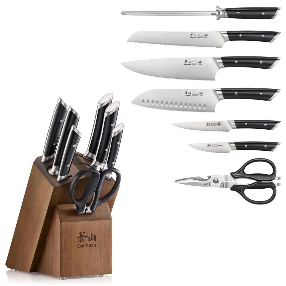 Cangshan Helena 8-Piece Knife Block Set in Black, , large