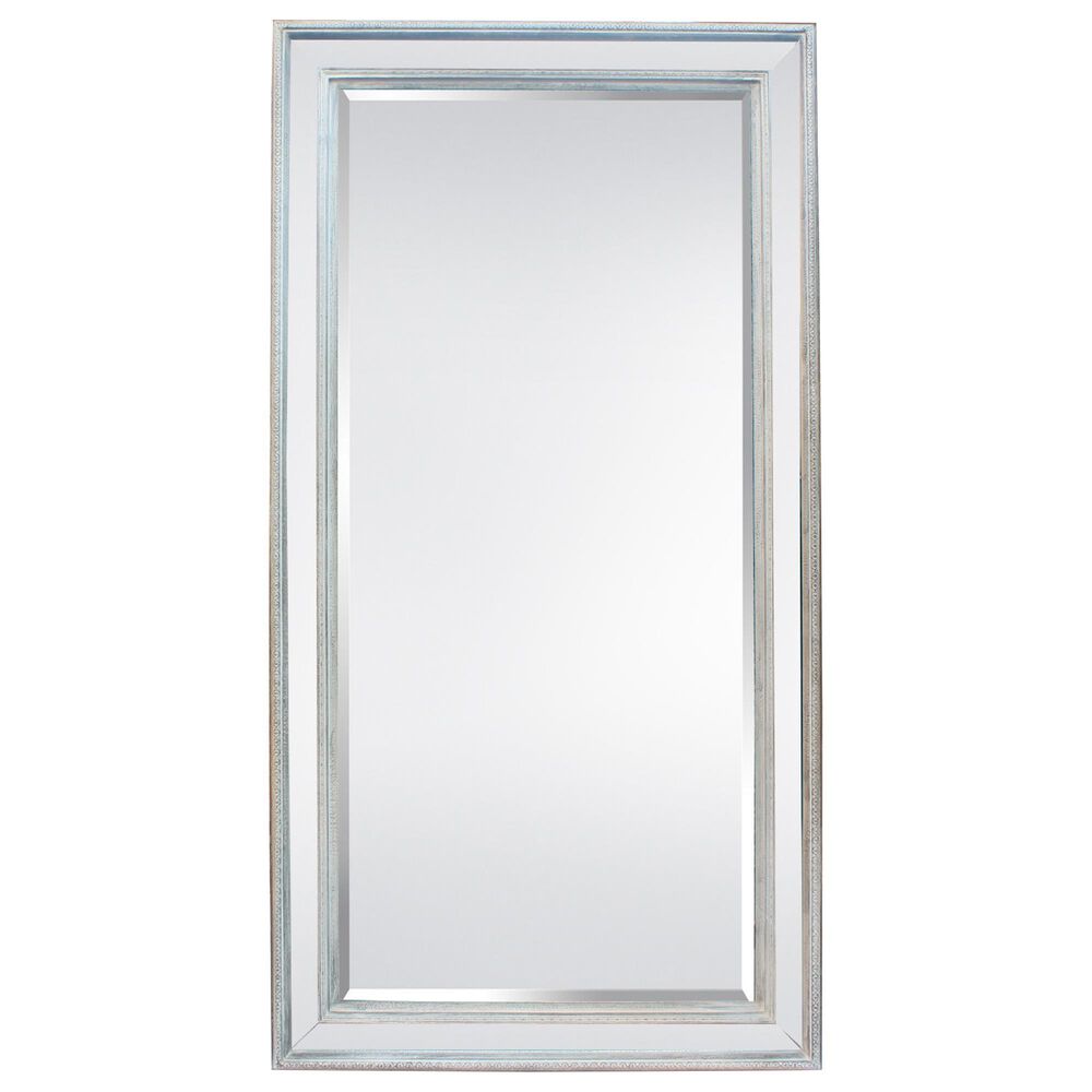 Garber Collection 82" Wood and Glass Frame Floor Mirror in Gray and Silver, , large