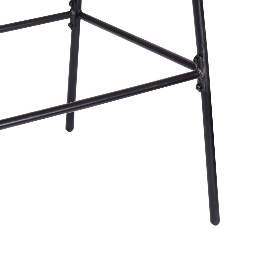 Hearth and Haven Ladd Outdoor Faux Wicker Barstool with Black Metal Frame in Light Brown (Set of 2), , large