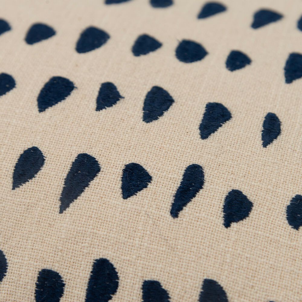 Rizzy Home 14&quot; x 26&quot; Dots Down Filled Lumbar Pillow in Natural and Deep Dark Blue, , large
