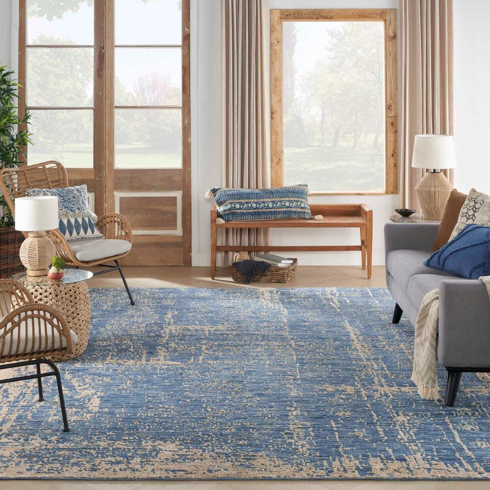 Nourison Luna 7&#39;9&quot; x 9&#39;9&quot; Dark Blue and Mocha Area Rug, , large