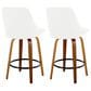 LumiSource Diana 26" Swivel Counter Stool with White Faux Leather Upholstery in Walnut and Black (Set of 2), , large