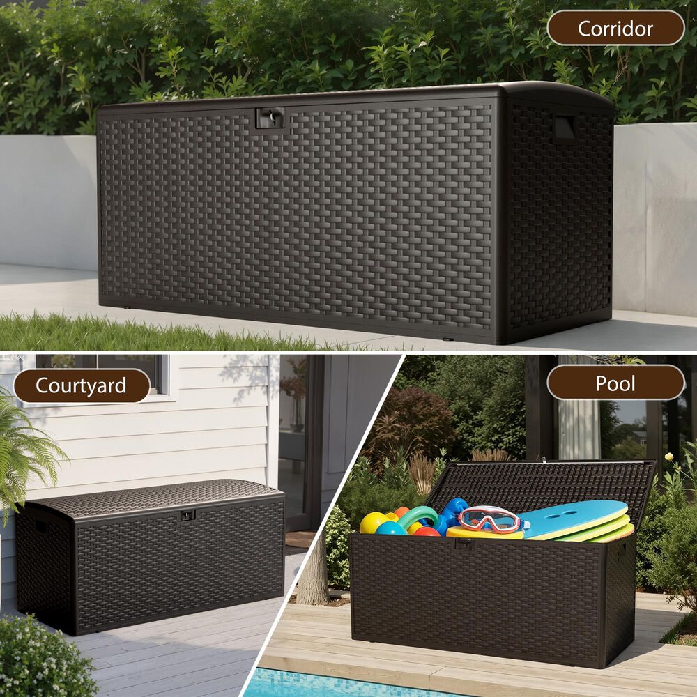 HOMLUX 150-Gallon Outdoor  HDPE Deck Box  in Dark Brown, , large