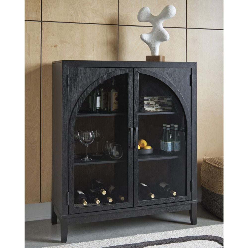 Ashley Armenleigh Bar Cabinet in Black and Natural Brown, , large