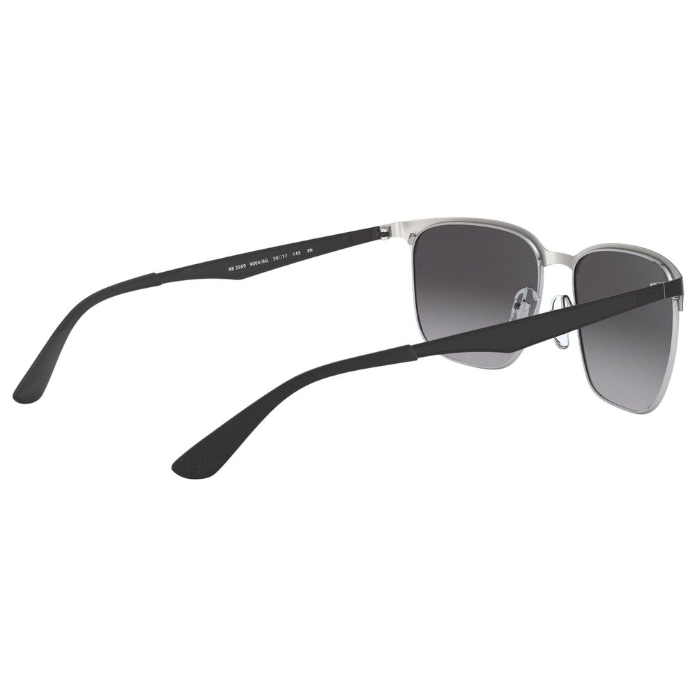 Rayban Glasses Sunglasses with Grey Gradient Lenses in Polished Black on Silver, , large