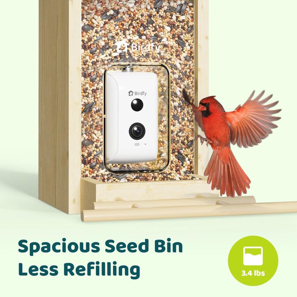 Birdfy Bird Feeder Ebony with Smart Camera and Solar Panel in Brown and Black, , large
