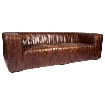 Moe"s Home Collection Castle Leather Stationary Sofa in Cappuccino Brown, , large