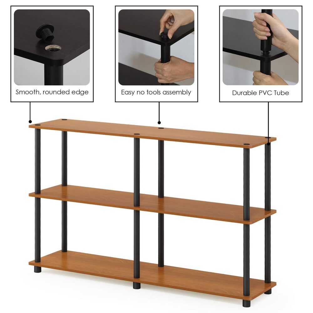 HOMLUX Turn-N-Tube 3-Tier Double Size Storage Display Rack in Light Cherry and Black, , large