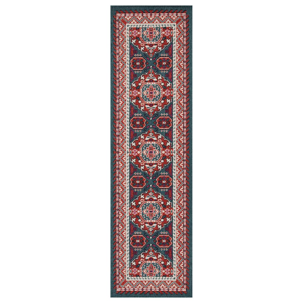 Kaleen Rugs Anther 2"2" x 7"10" Red, Teal, Pink, Ivory and Navy Runner, , large