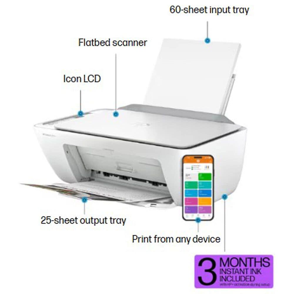 HP DeskJet 2827e All-in-One Printer with AI-enabled in White, , large