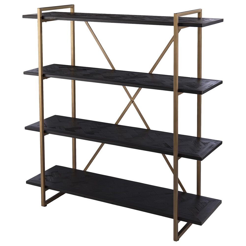 Southern Enterprises Dessingham Bookshelf in Black/Antique Gold, , large