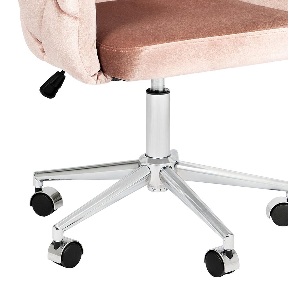 Impressions Vanity Pearl Tufted Vanity Chair with Pink Cushion in Silver, , large