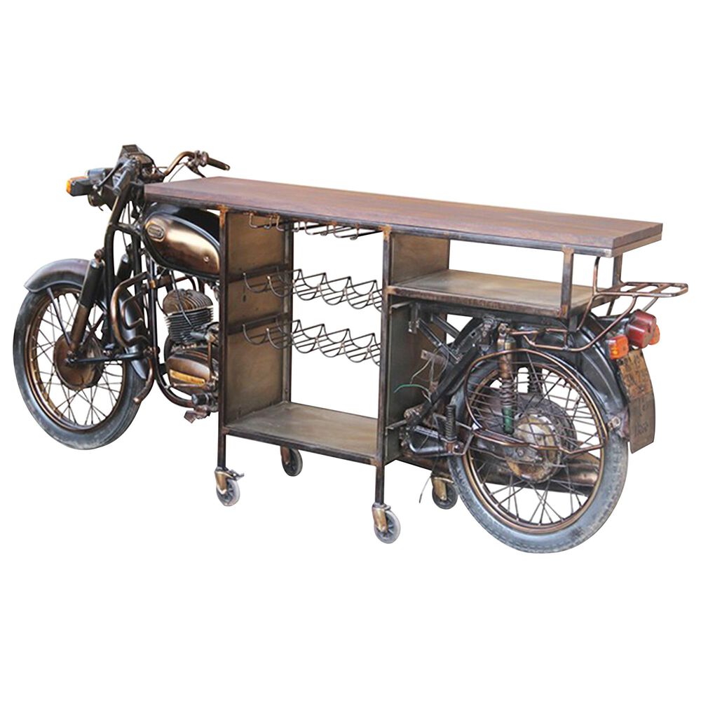 Jaipur Home City 2-Wheeler Bar Cart in Repurposed Green, , large