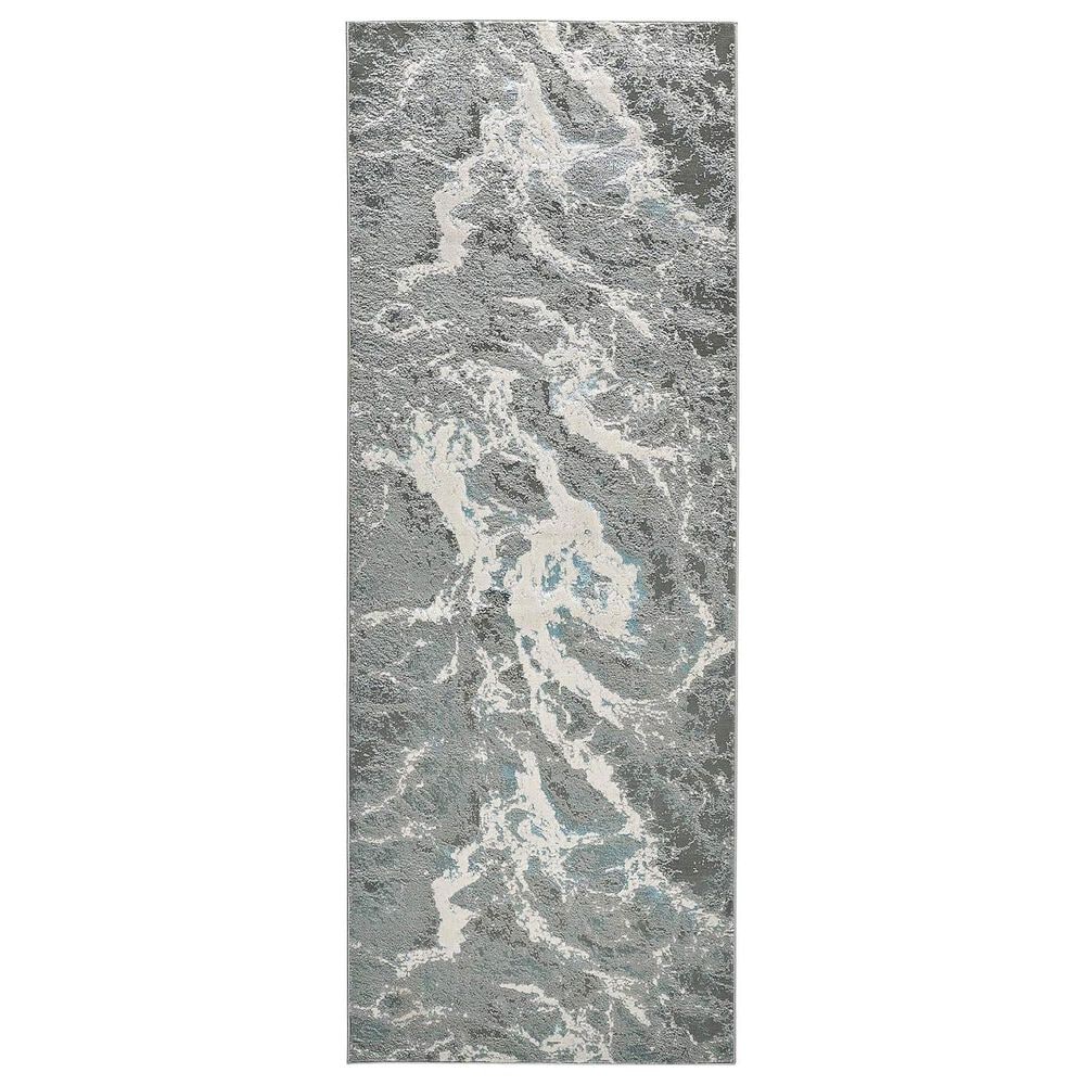 Feizy Azure Gray and Blue 2"10" x 7"10" Runner, , large