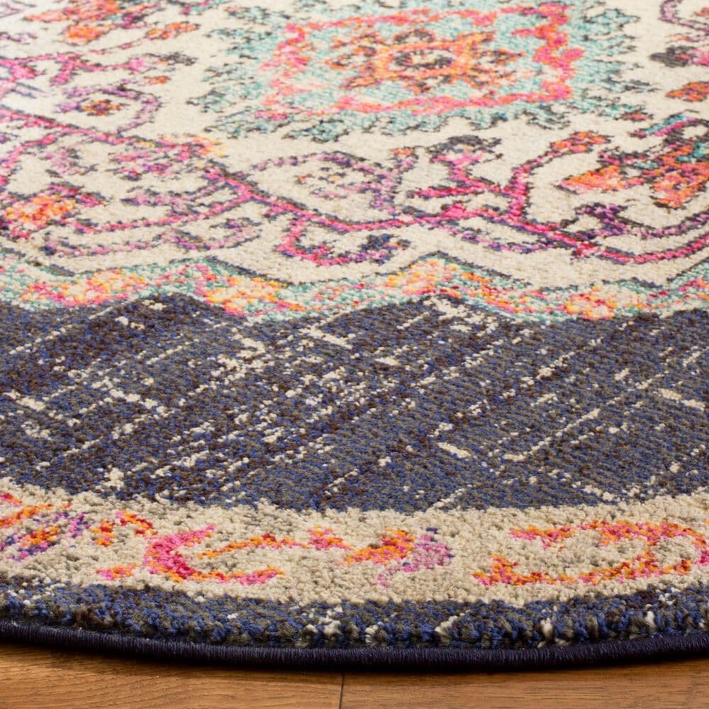 Safavieh Monaco MNC254Z 5&#39; Round Black and Blue Area Rug, , large