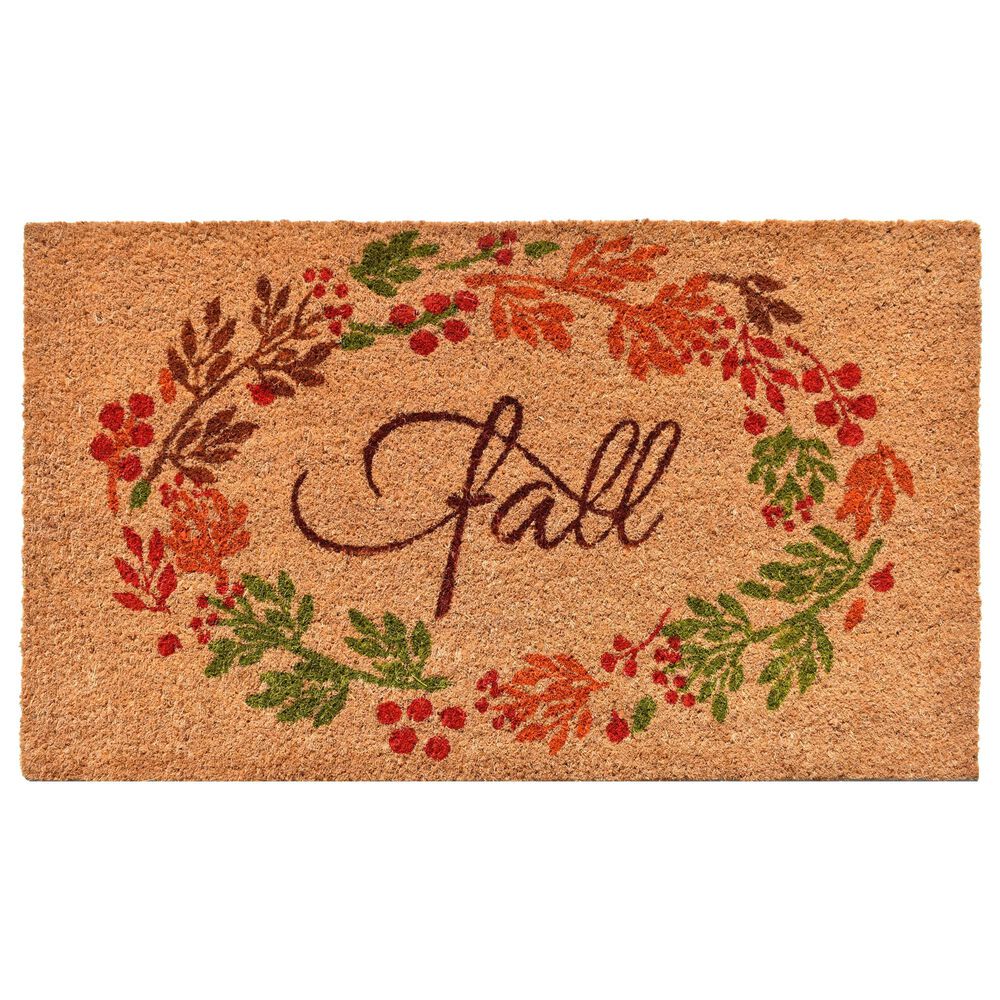 Callaway Fall Wreath 1"5" x 2"5" Multicolor Door Mat, , large