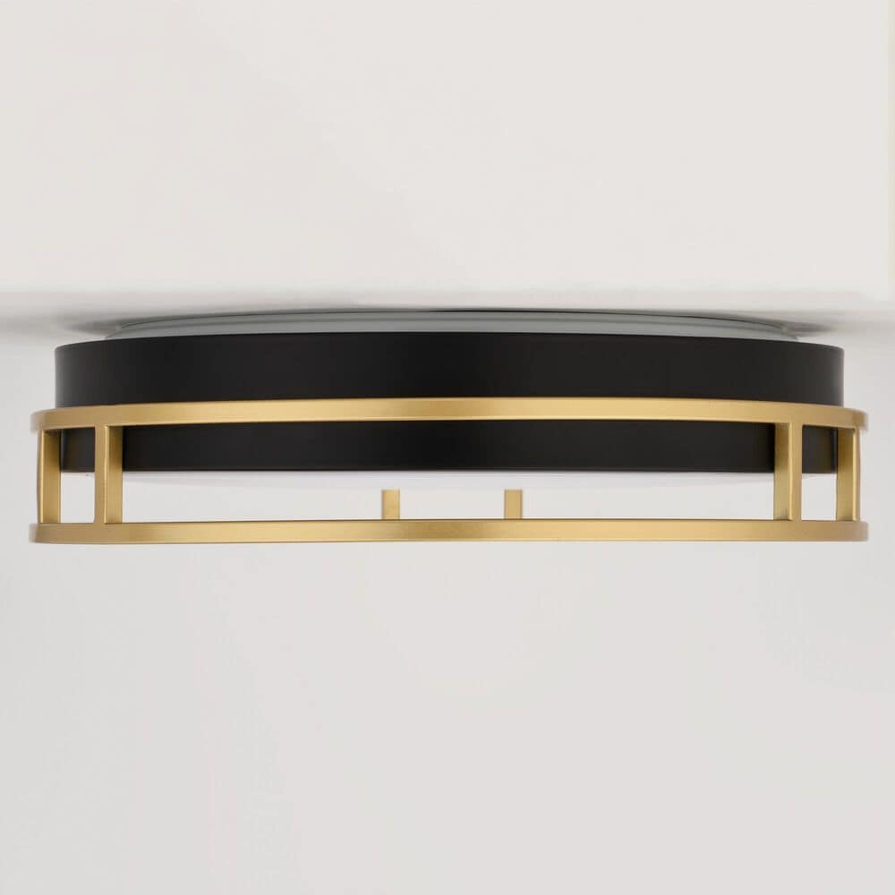 Vaxcel Northgate 13" 1-Light Flush Mount in Matte Black and Satin Gold, , large