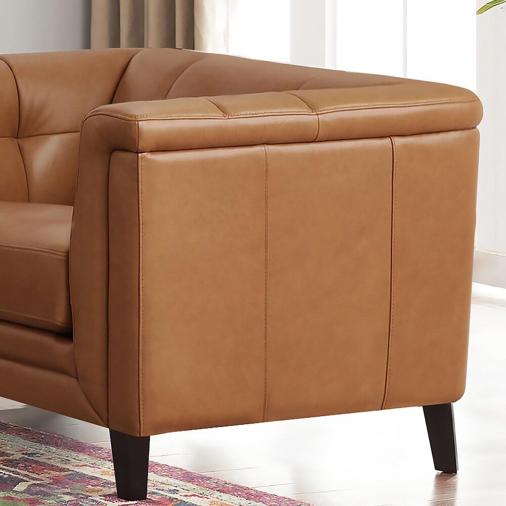 Hydeline Arvo Stationary Leather Sofa in Cognac Brown, , large
