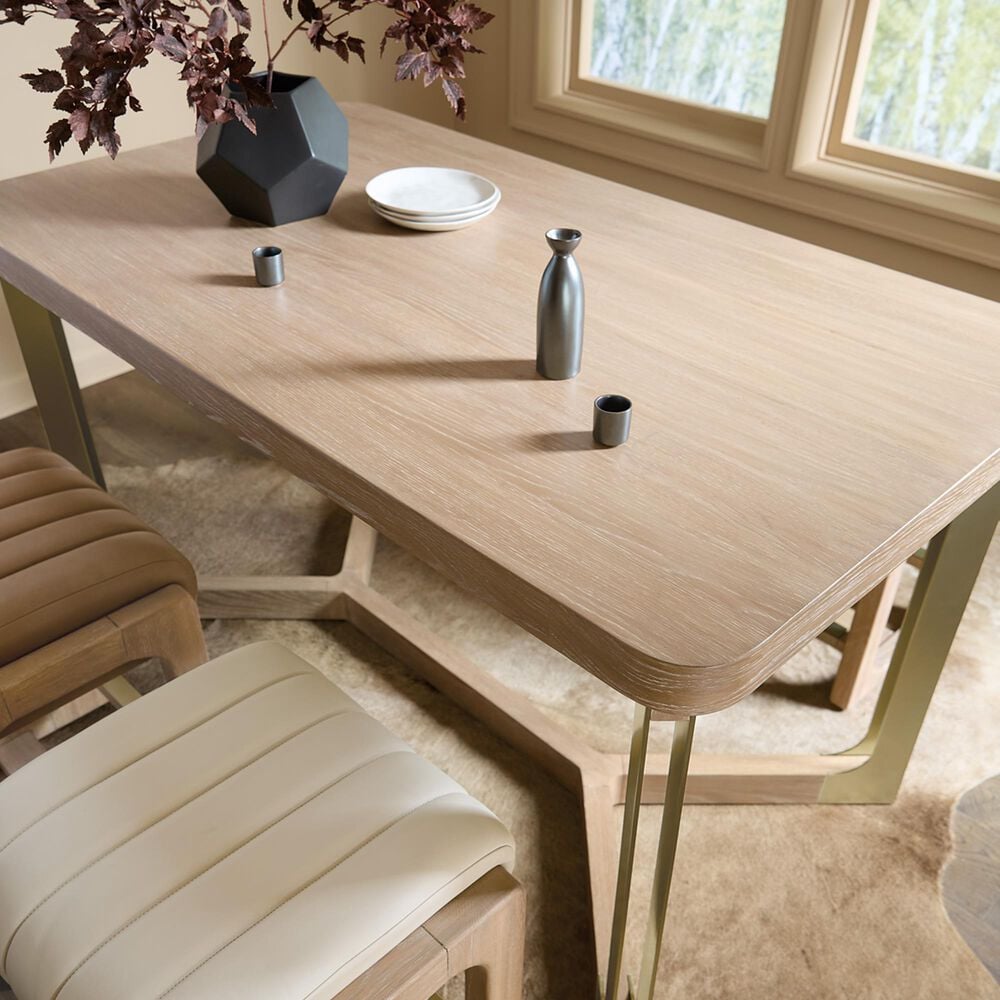 Hooker Furniture Banyon Bay Gathering Dining Table in Desert Oak and Brushed Brass - Table Only, , large