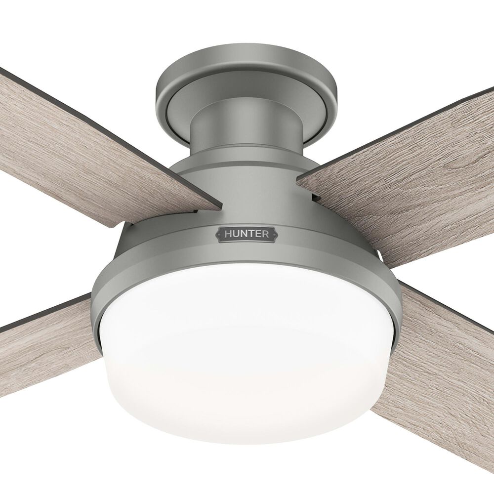 Hunter Dempsey Low Profile 52&quot; Ceiling Fan with Lights in Matte Silver, , large
