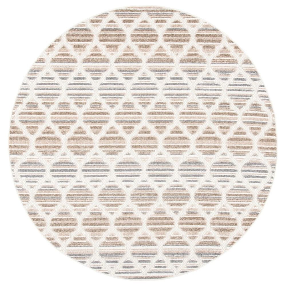 Safavieh Cabana CBN333F 6"7" Round Grey and Ivory Indoor/Outdoor Area Performance Rug, , large