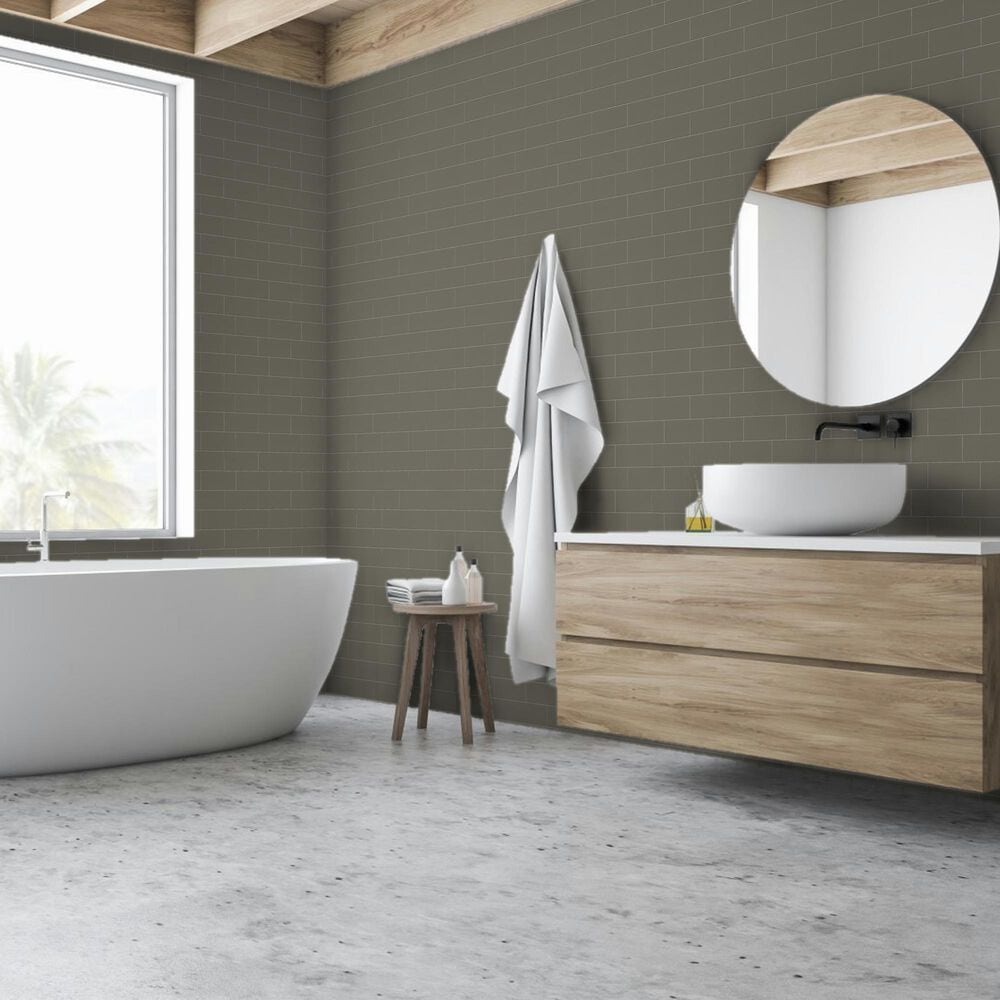 Emser Catch Taupe 3&quot; x 6&quot; Matte Subway Ceramic Wall Tile, , large