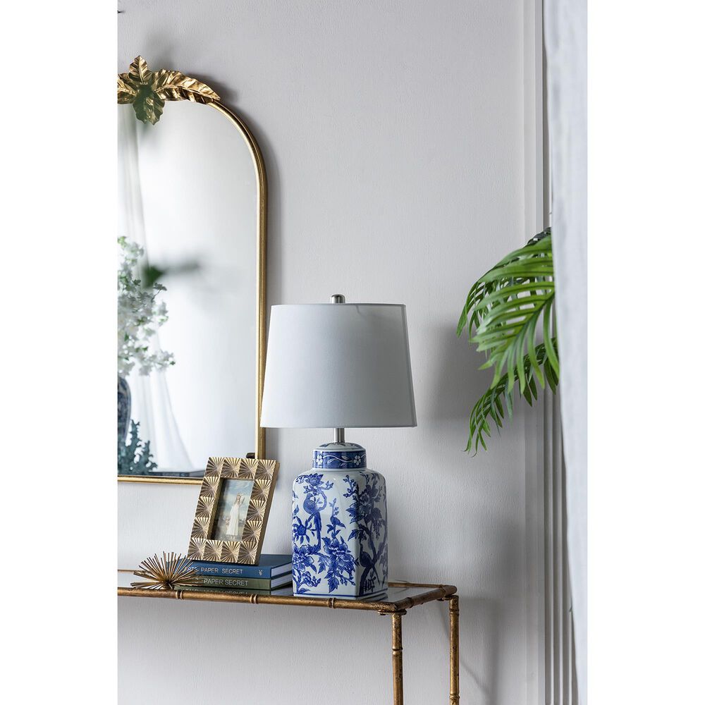 Hearth and Haven Ceramic Vase Table Lamp in Blue and White, , large