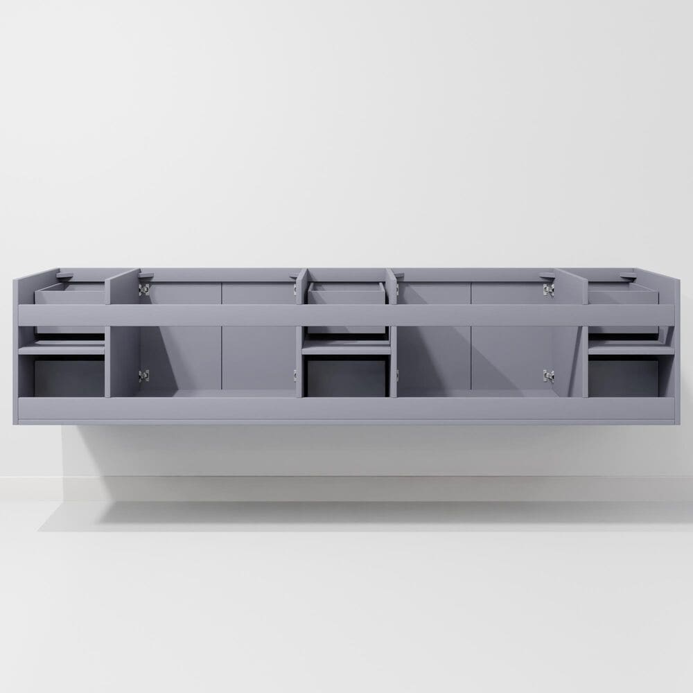 Lexora Home Geneva 84" Double Bathroom Vanity in Dark Grey with 2 cm White Carrara Marble Top and Rectangular Sinks, , large