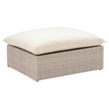 Tov Furniture Cali Patio Ottoman with Cream Cushion in Gray and Brown, , large