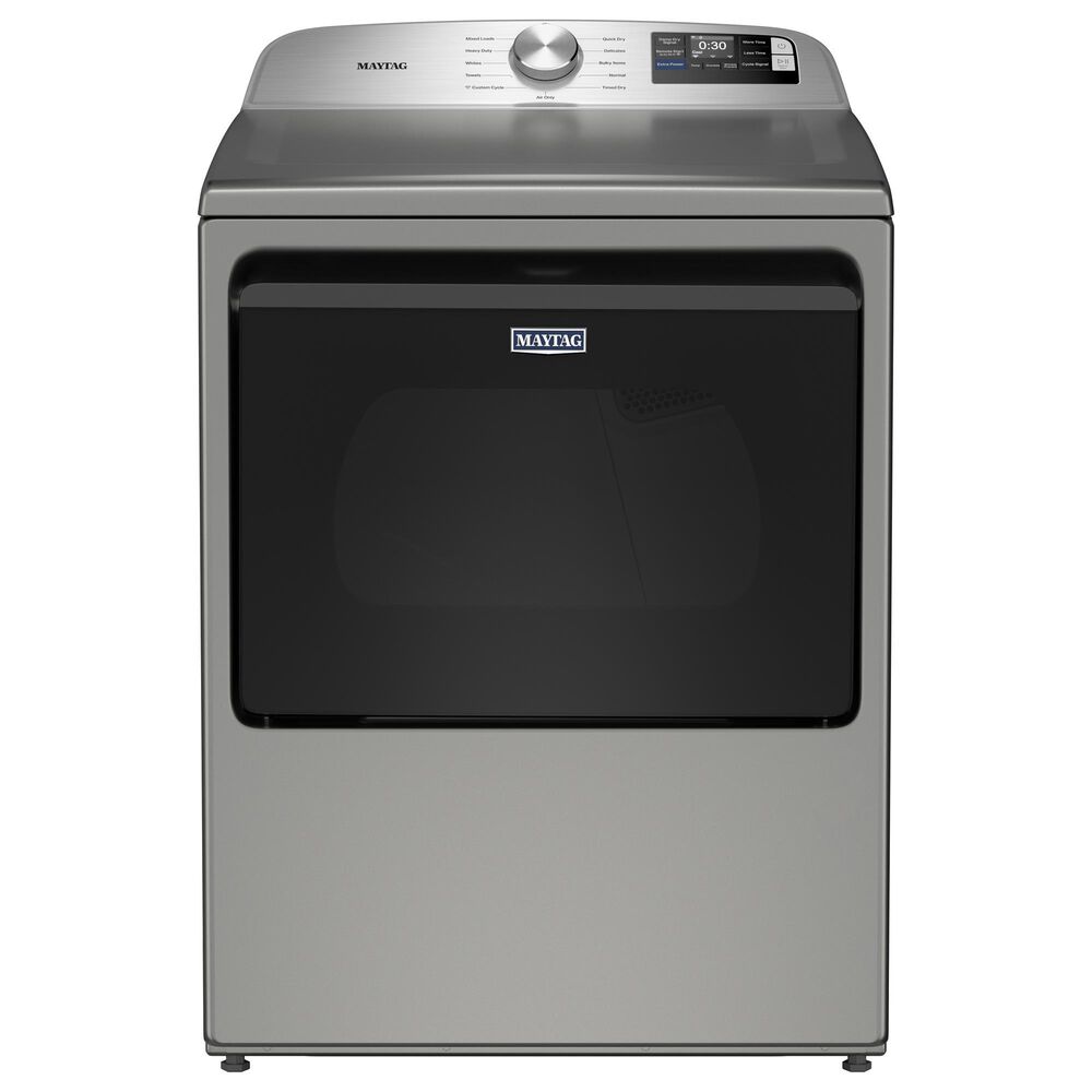 Maytag 5.3 Cu. Ft. Smart Top Load Washer and 7.4 Cu. Ft. Smart Electric Top Load Dryer Laundry Pair in Classic Silver, , large