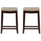 Linon Home Decor Claridge Counter Stool with Beige Cushion in Dark Brown (Set of 2), , large