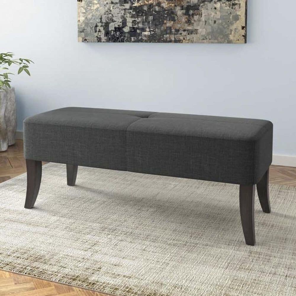 CorLiving Antonio 46&quot; Bench with Espresso Legs in Dark Grey, , large