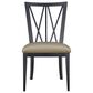 Linon Home Decor Bailey Side Chair with Tan Faux Leather Cushion Seat in Black, , large