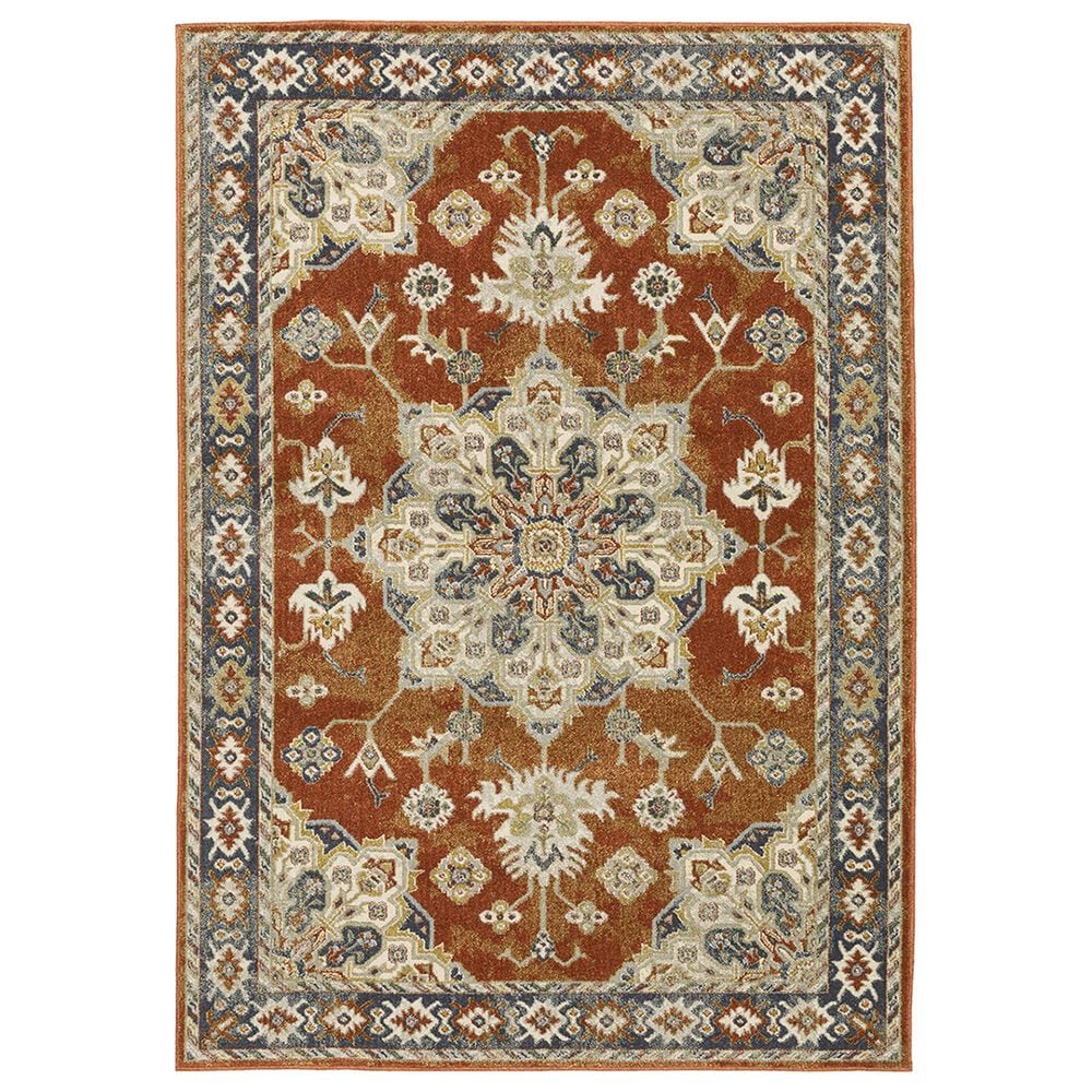 Oriental Weavers Branson Oriental Medallion 1"10" x 7"3" Rust and Beige Runner, , large