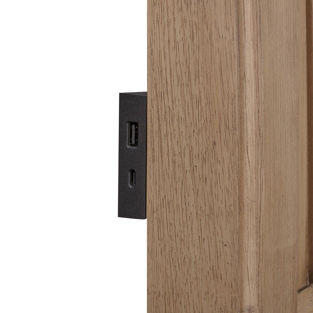 Riva Ridge Oxford California King Sleigh Storage Bed in Tan with USB Ports, , large