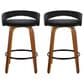 LumiSource Grotto Swivel Counter Stool with Black Velvet Upholstery in Walnut Wood and Black (Set of 2), , large