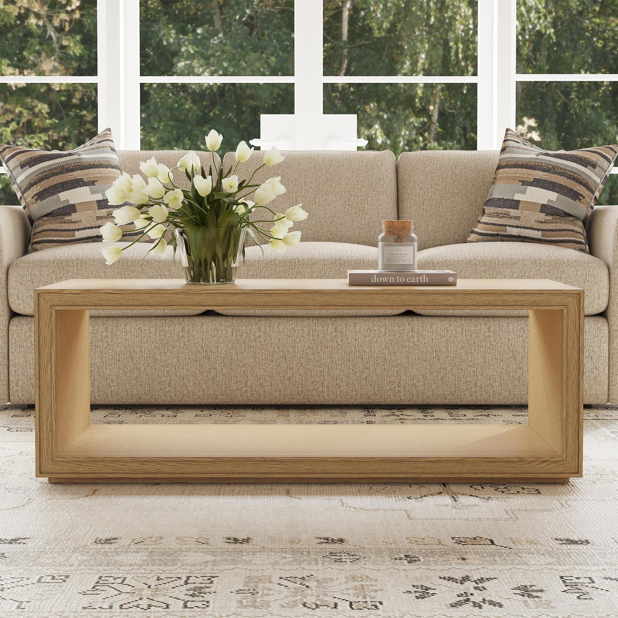 Flexsteel Waterfall Rectangular Coffee Table with Casters in Light Oak NFM