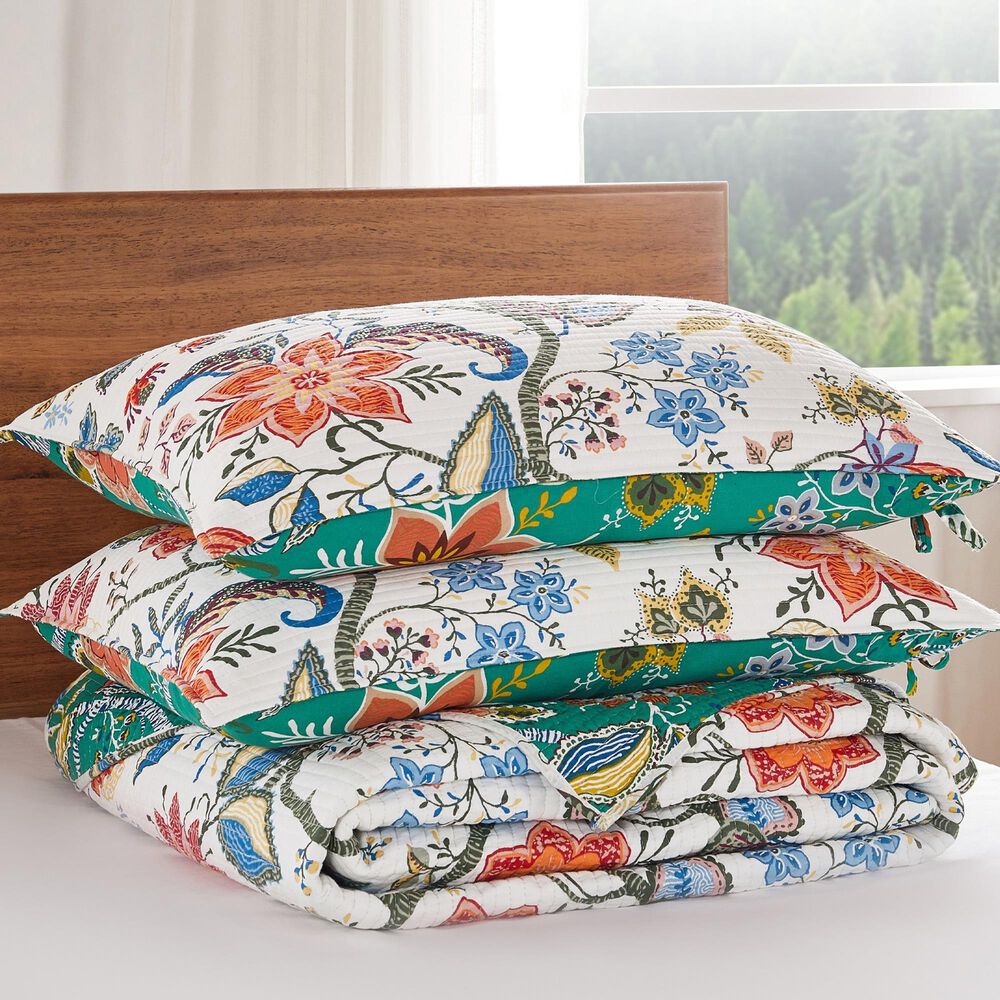 Levtex Carmina 3-Piece Full/Queen Quilt Set in Off-White, Red, Orange, Blue and Green, , large