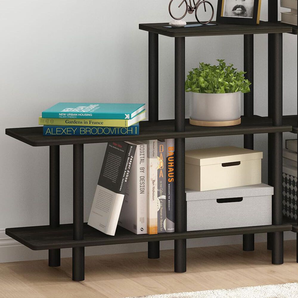 HOMLUX Turn-N-Tube 3-Tier Cube Ladder Display Rack in Espresso and Black, , large