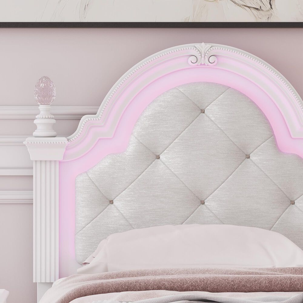 Ashley Kozlani Twin Upholstered Panel Bed in Matte White, , large