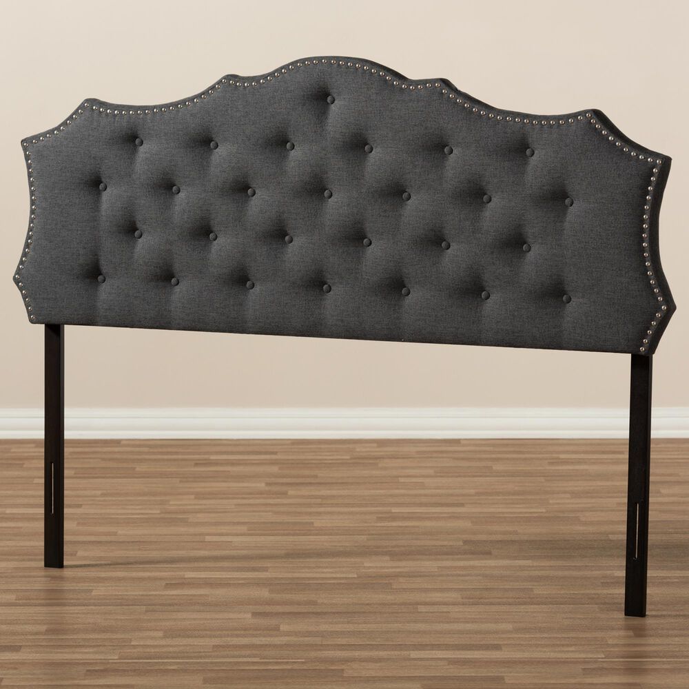 Baxton Studio Aurora King Upholstered Headboard in Dark Grey, , large