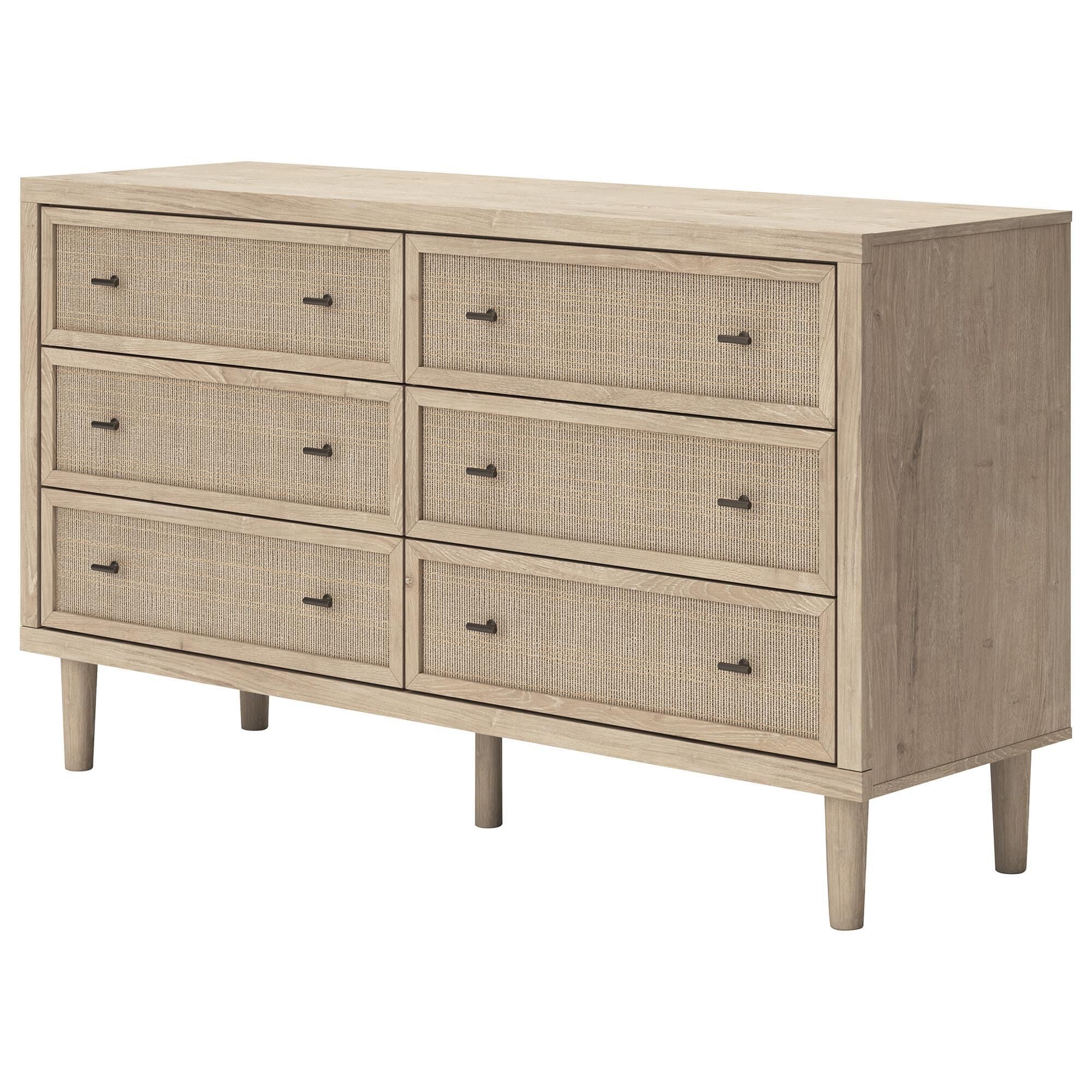 Ashley Cielden 6-Drawer Dresser and Mirror in Tan